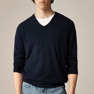 J CREW V Neck Sweater Tight Knit Wool Preppy Long Sleeve NAVY NWT Sz M